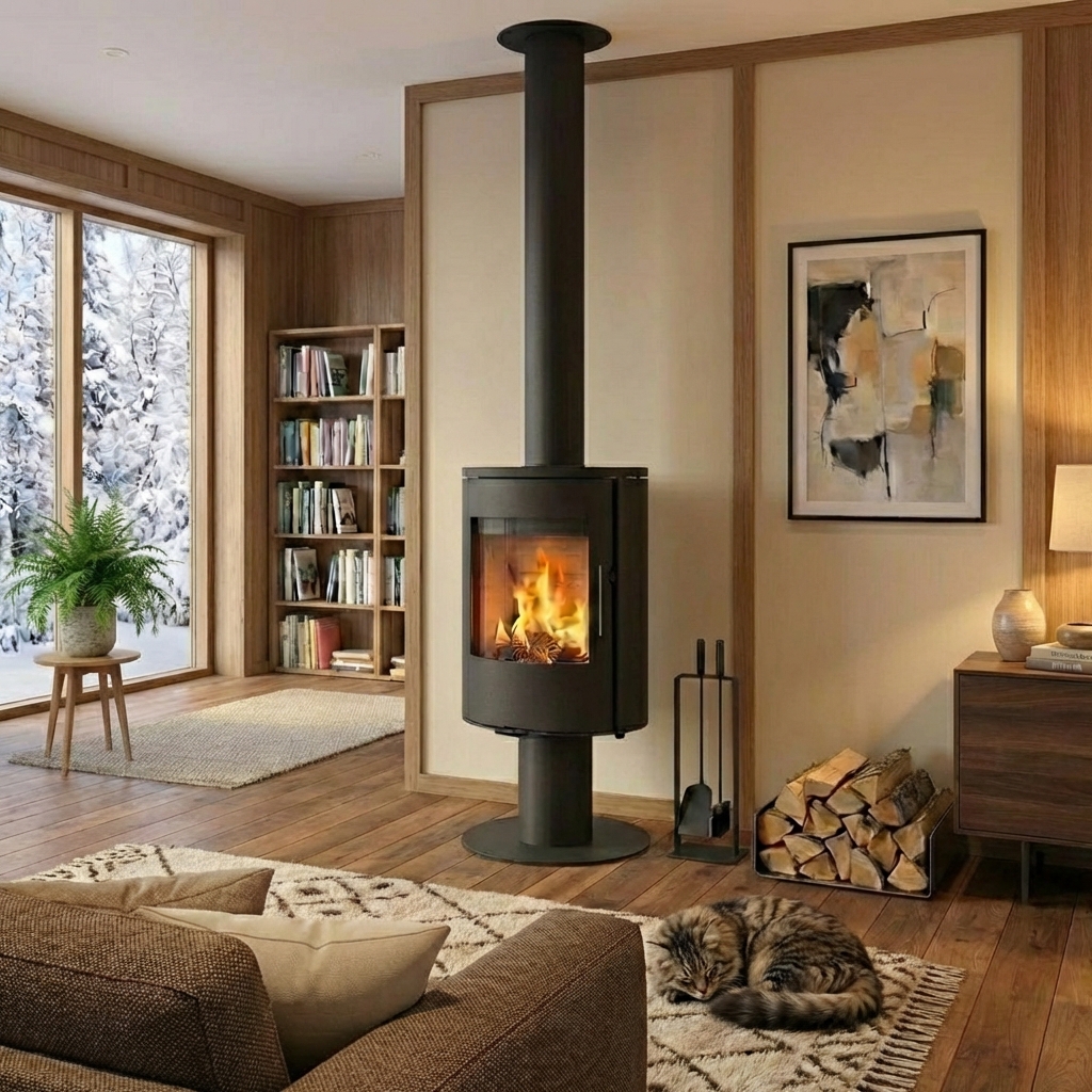 Romotop Evora T dizajnové otočné krbové kachle plechové moderné